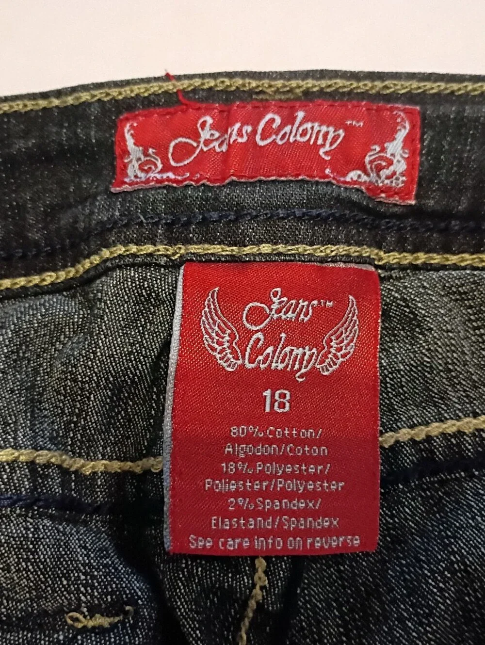 Jeans Colony Women's Dark Wash Cropped Jeans with Studs On Pockets Sz 18